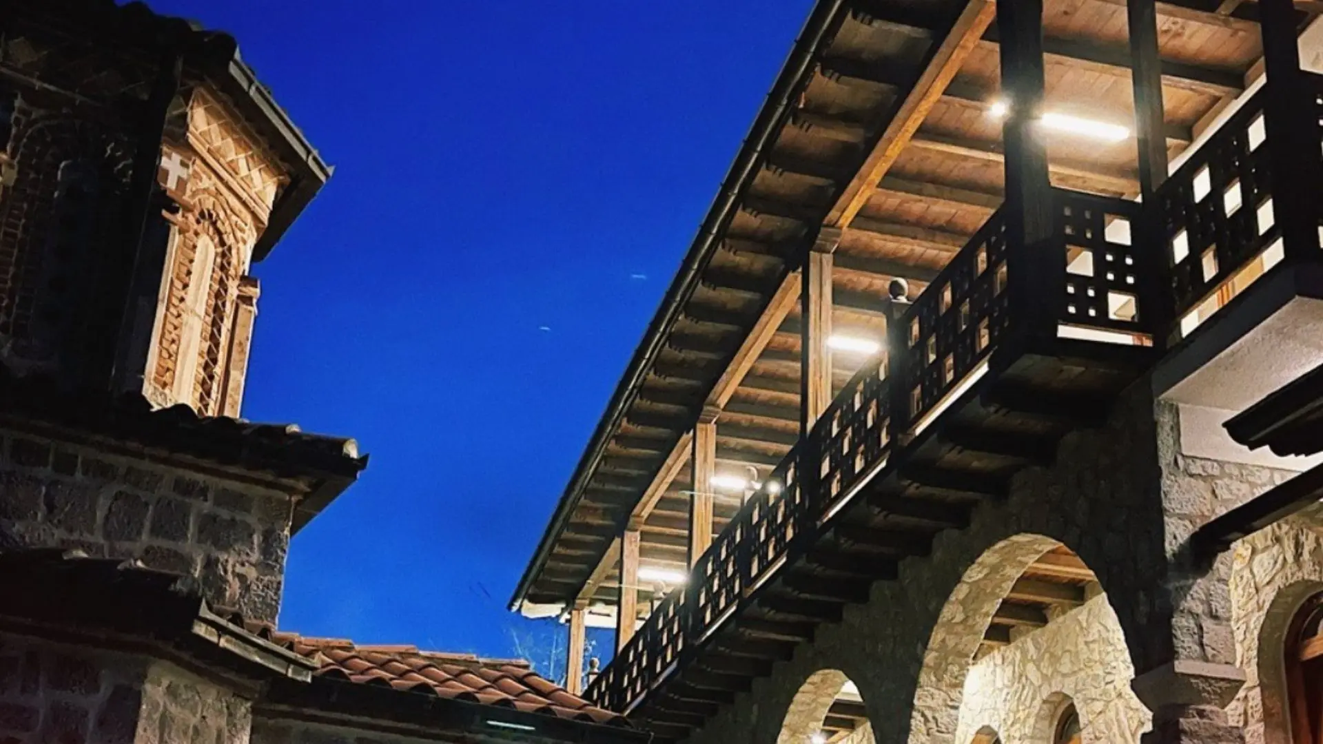 A look at the magnificent stonework of the Monastery Winery near lake Ohrid, North Macedonia.