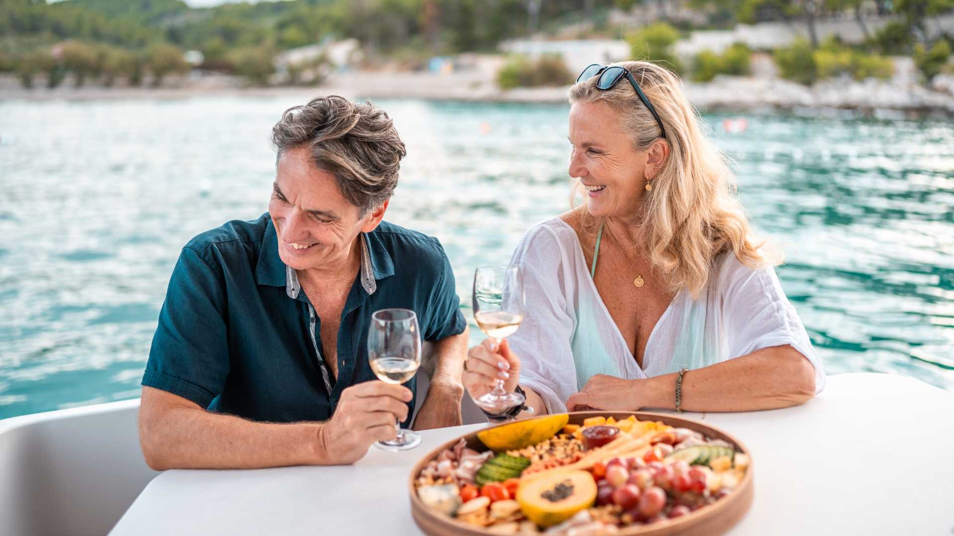 wine tasting at boat