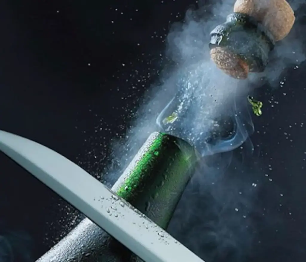 France, Champagne, Château Comtesse Lafond - Sabrage and tasting in the cave and at the château