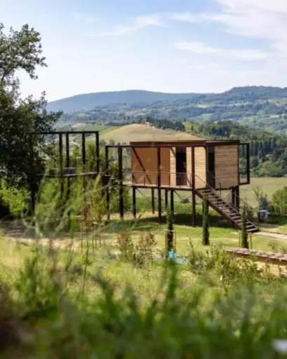 Italy, Tuscany, Poderi Arcangelo - Quercia Treehouse: A Romantic Stay with Wine & Views