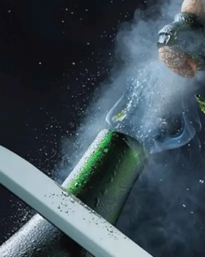 France, Champagne, Château Comtesse Lafond - Sabrage and tasting in the cave and at the château